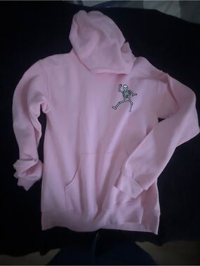 Artist Union Clothing Co. Pink Hoodie with Dancing Skeleton Patch